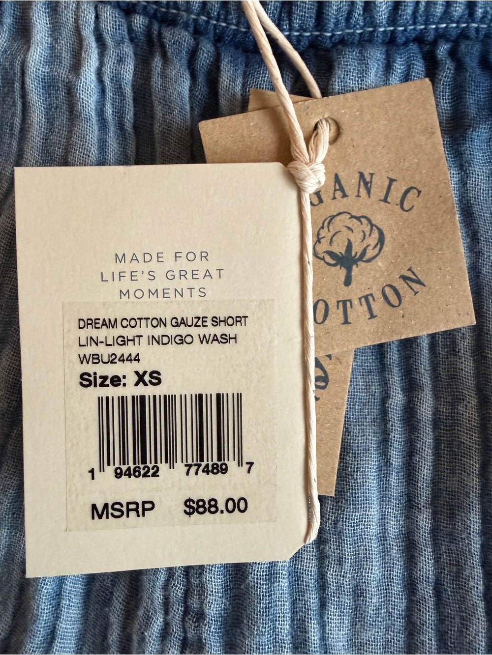 Faherty Dream Cotton Gauze Shorts Light Indigo Wash NWT XS - Picture 2 of 5